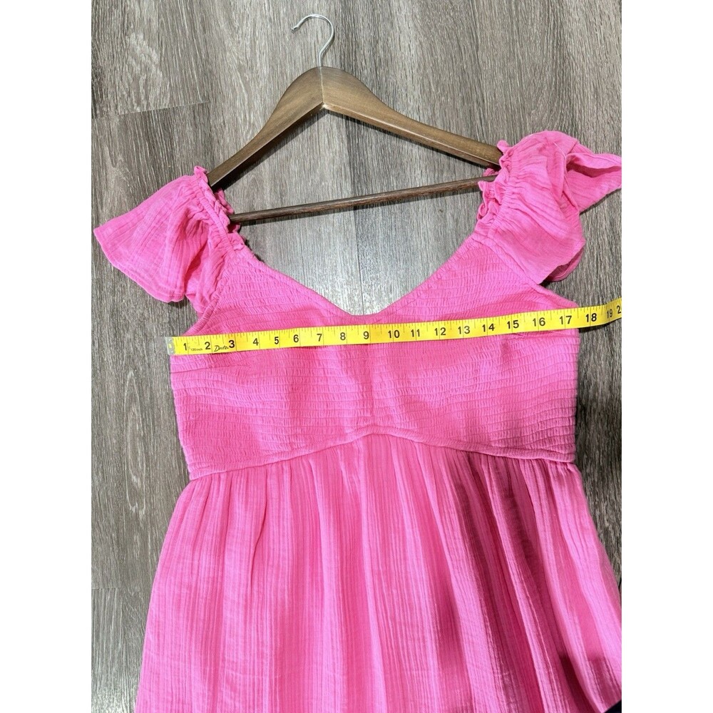 Hollister Pink Smocked V-Neck Flutter Sleeve Dress with Shorts And Pockets XL - Picture 7 of 13
